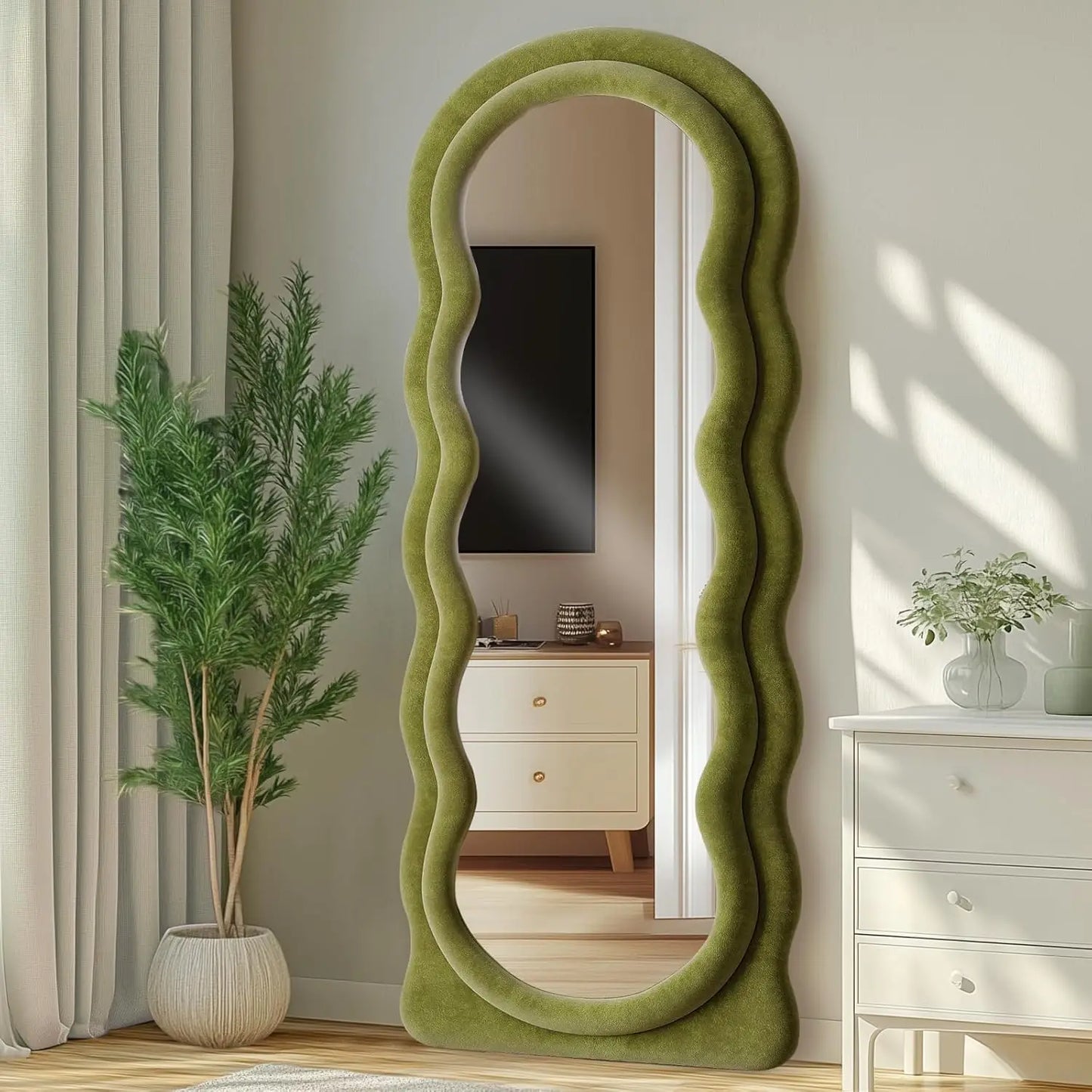 Full Length Arched Wavy Mirror 63"x24" Wall Mounted Floor Standing