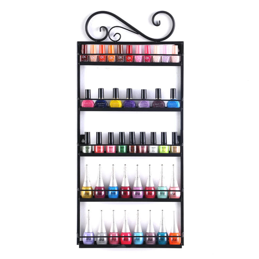 5 Tier Wall Mounted Metal Nail Polish Rack Essential Oil Organizer Shelf