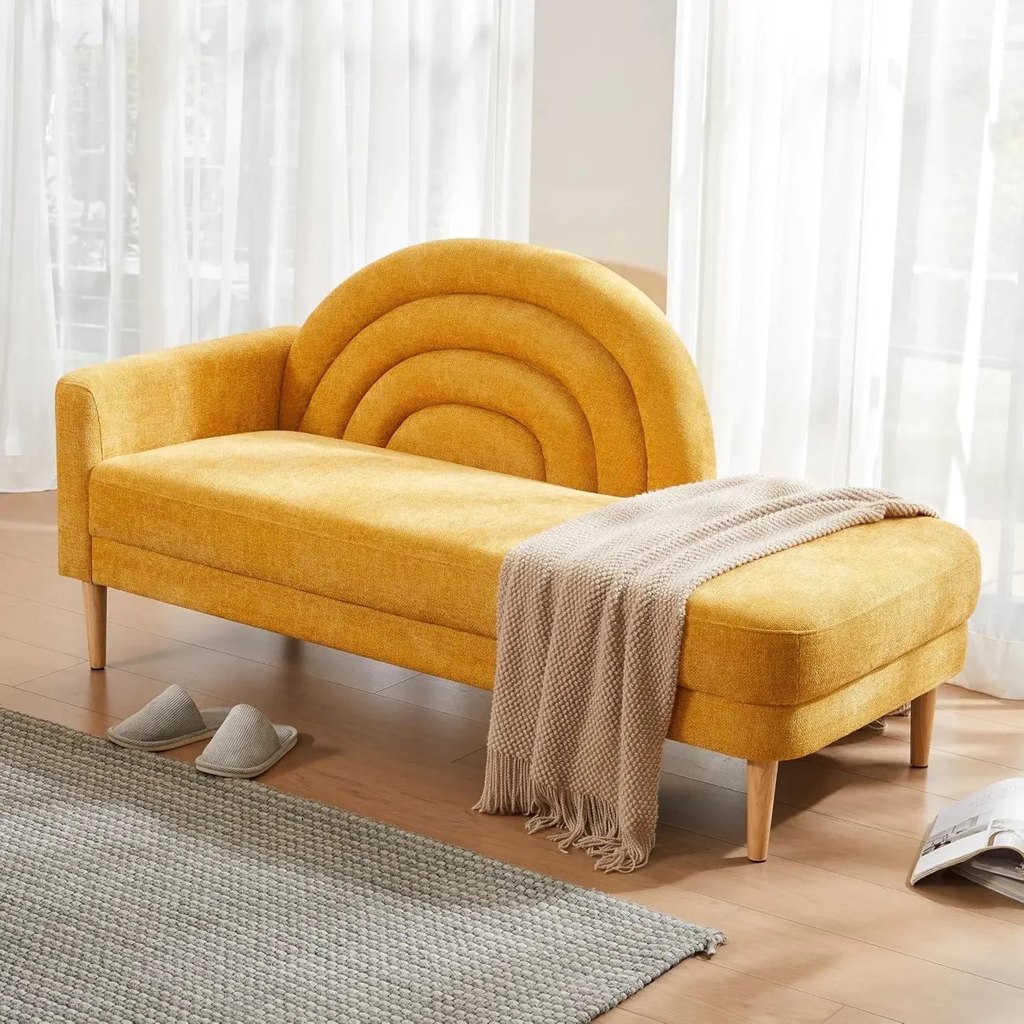 Ljustra 31.5" Chaise Lounge Chair Indoor Sofa Modern Linen Upholstered