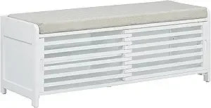 Entry Storage Bench with Cushioned Seat and 2 Drawers for Shoes