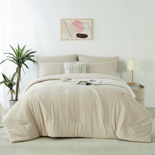 Ljustra 3PCS Solid Color Comforter Set Soft Breathable Bedding All Seasons