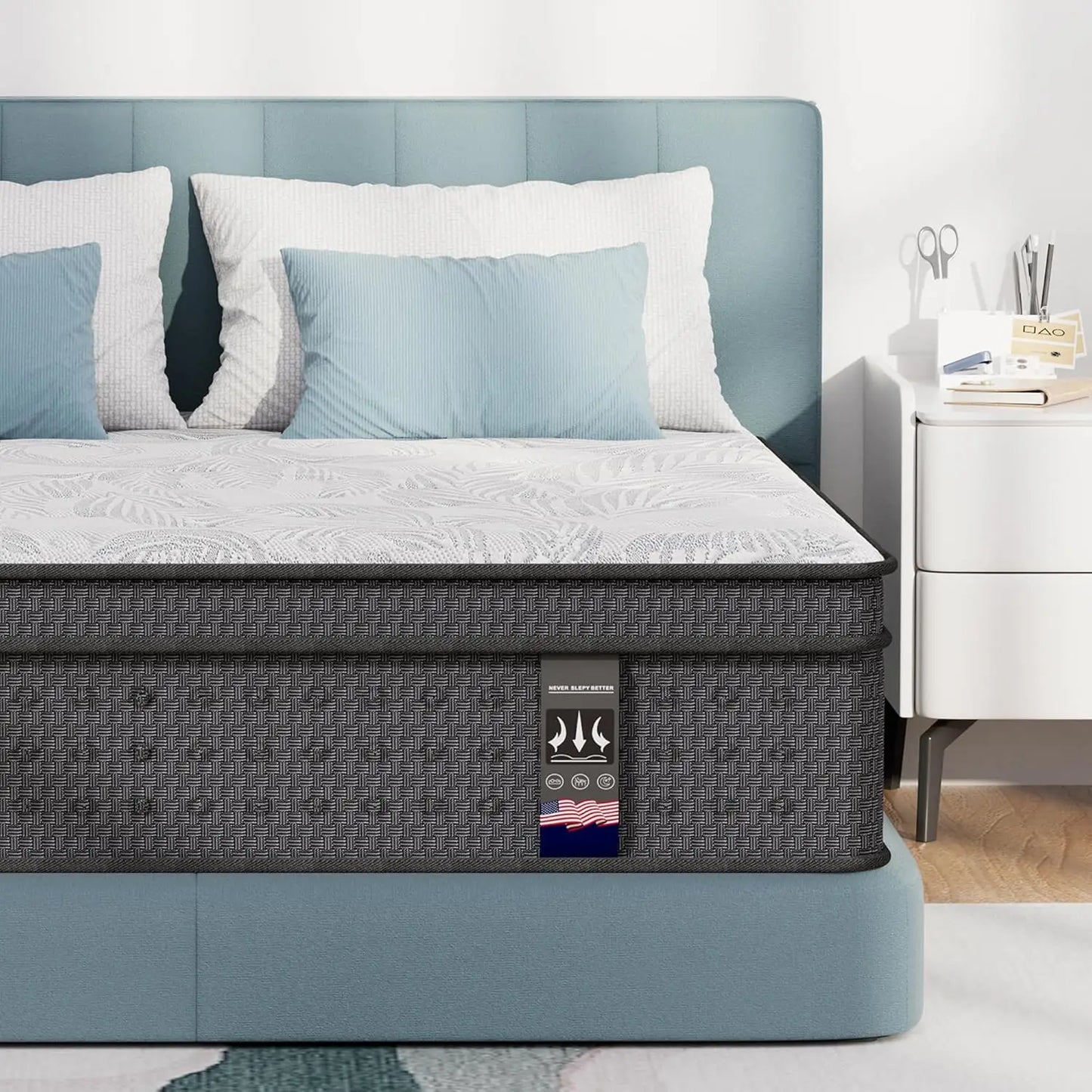 Ljustra Queen Mattress 14 Inch Medium Firm Hybrid Cooling Gel Foam