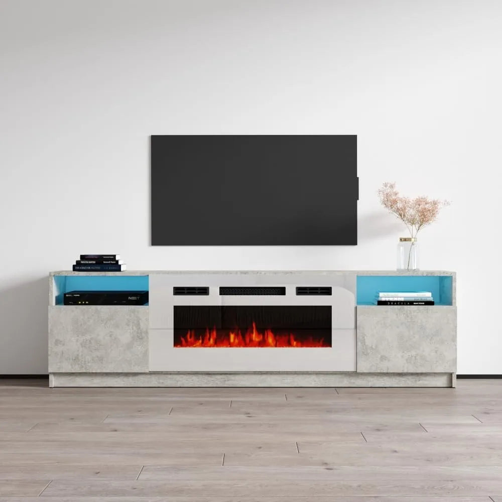 Meble Furniture WH02 Electric Fireplace TV Stand Modern Storage Cabinet