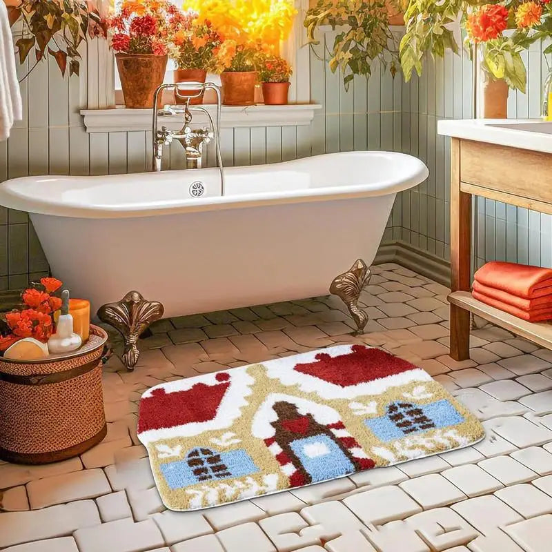 Gingerbread House Welcome Floor Mat Non Slip Indoor Doormat