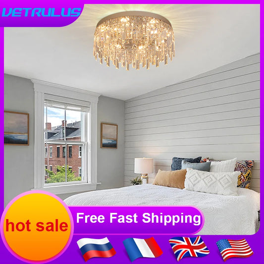 Luxury Crystal Ceiling Lamp Modern Chandelier Nordic Home Decor LED
