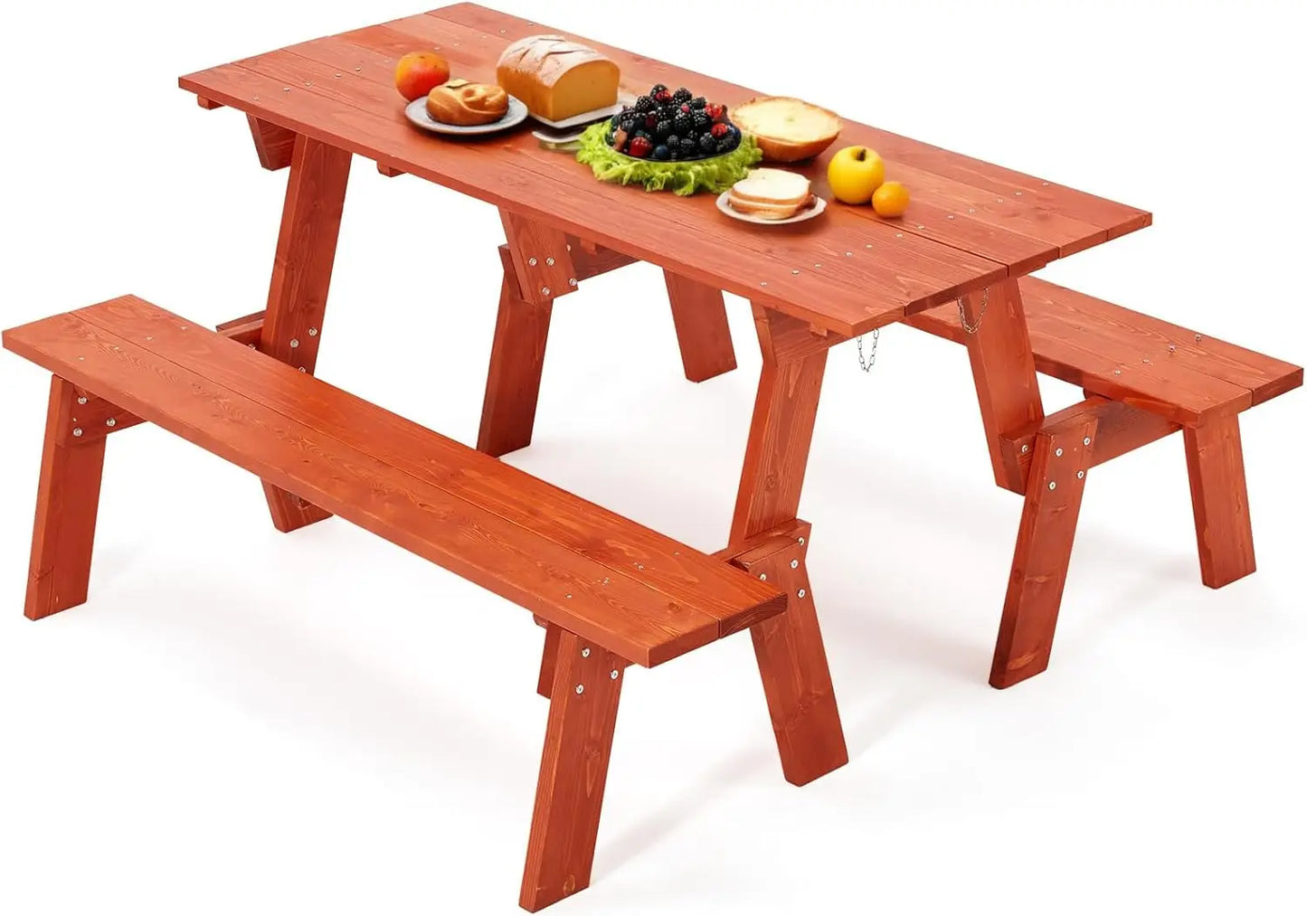 All-Weather Wood Picnic Table Bench Set Convertible Dining Outdoor