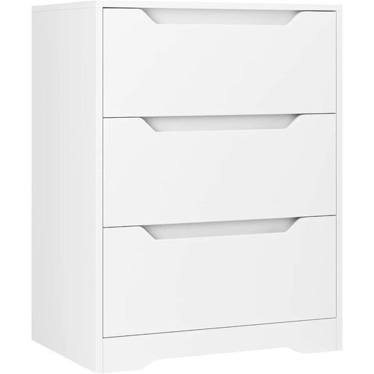 Modern Wood 3-Drawer Dresser Tall Nightstand Storage Chest Accent Furniture