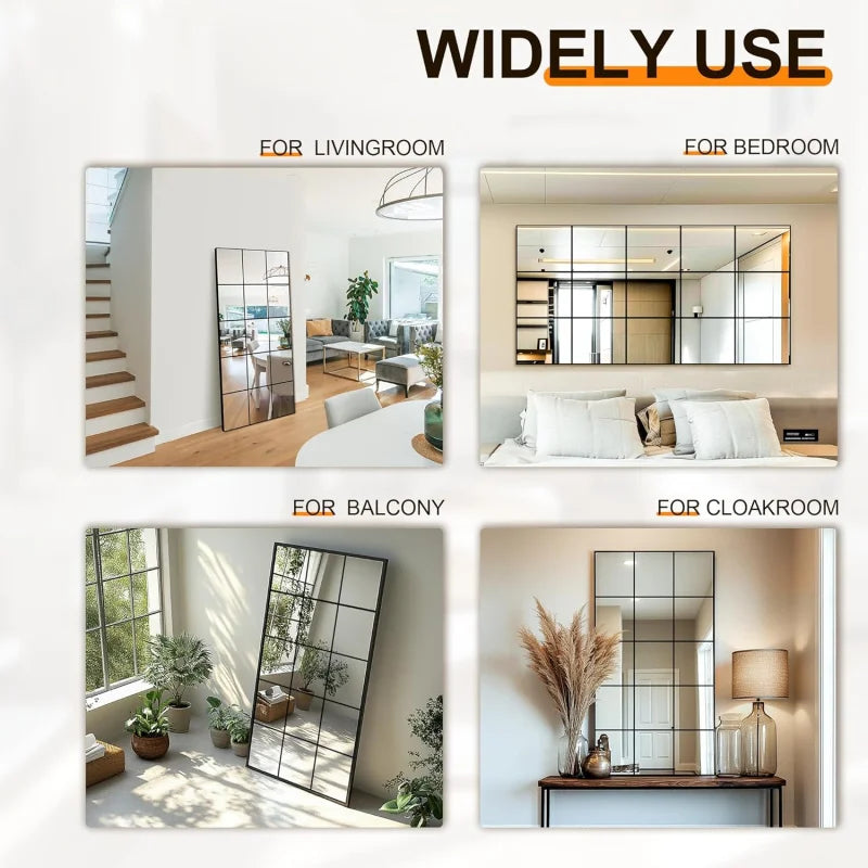 Large Full Length Floor Mirror Decorative Wall Art for Bedroom Living Room