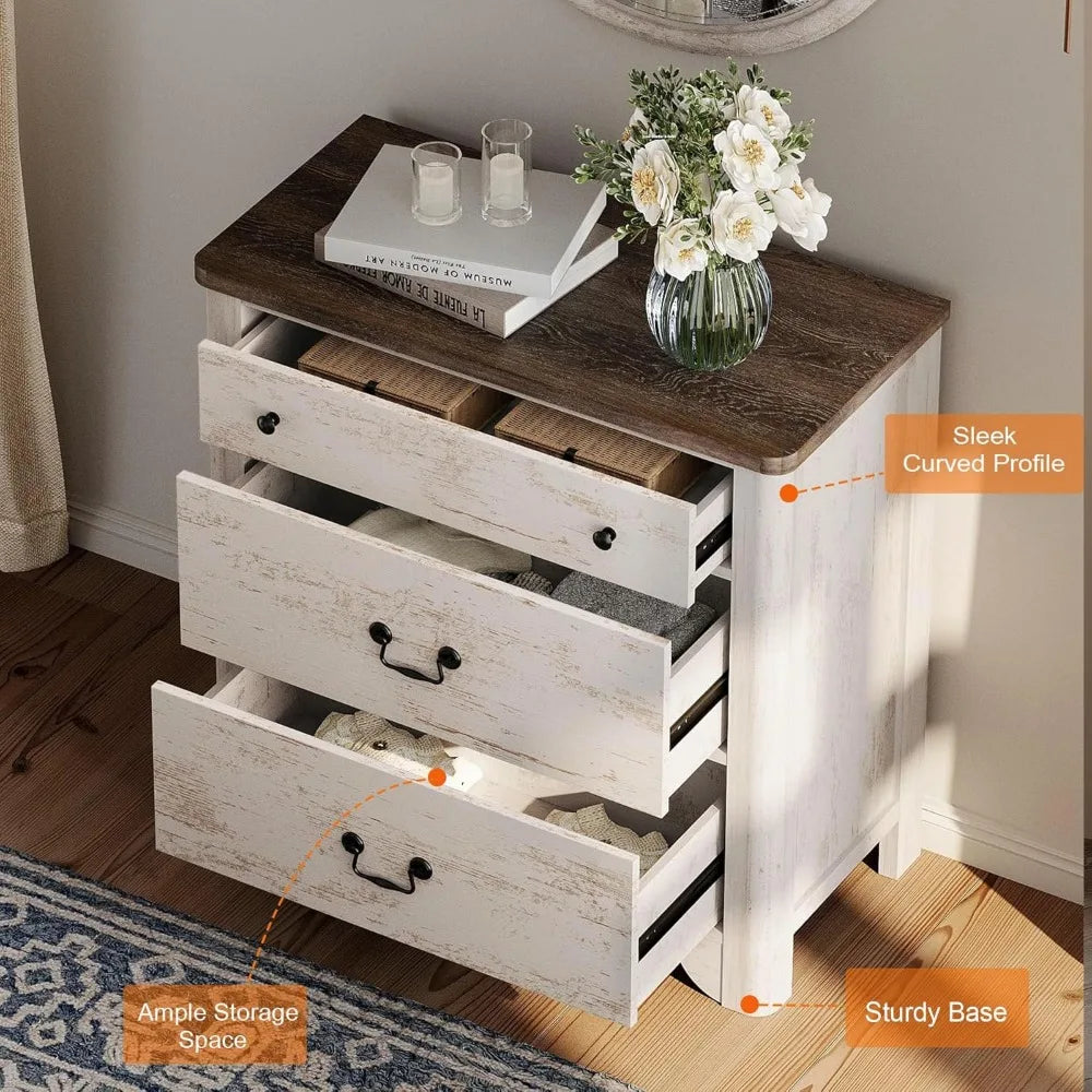 31.5" Wide End Tables Set of 2 Nightstand Large Storage Farmhouse Style