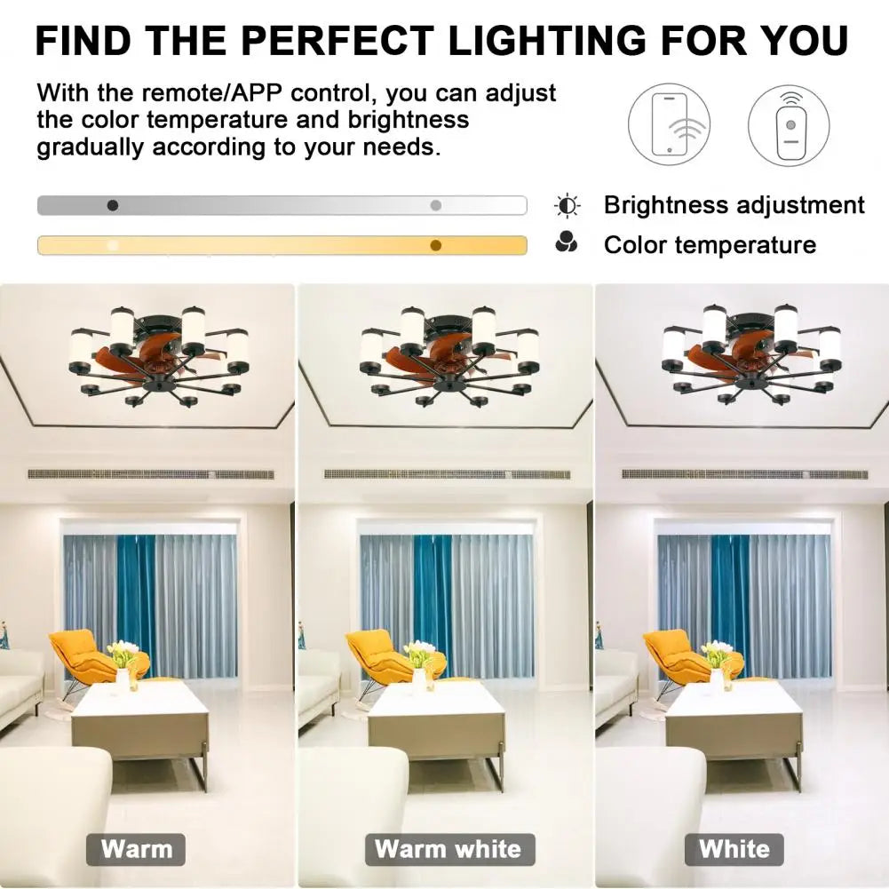 Ljustra Ceiling Fan with Light Remote Control Modern Chandelier 24"