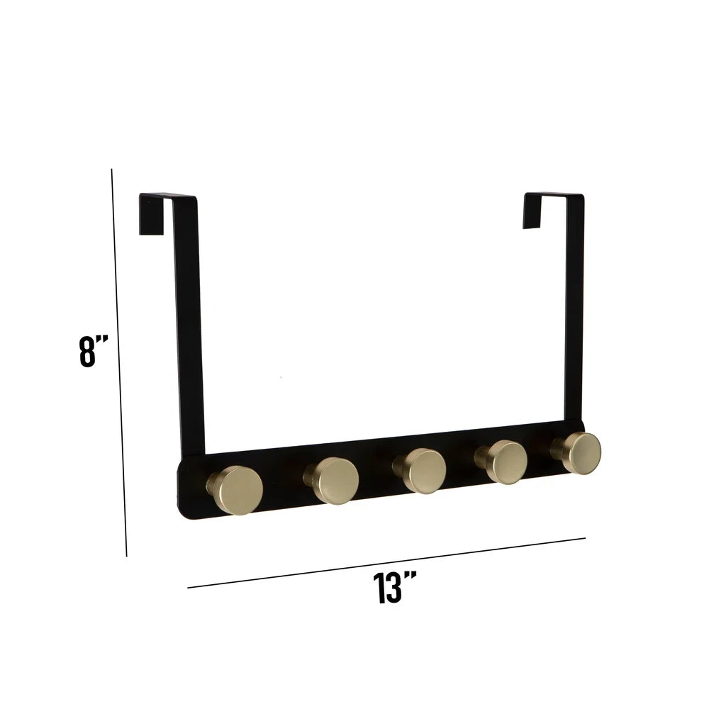 Over the Door 5 Hook Rack Iron Towel Coat Organizer Modern Design