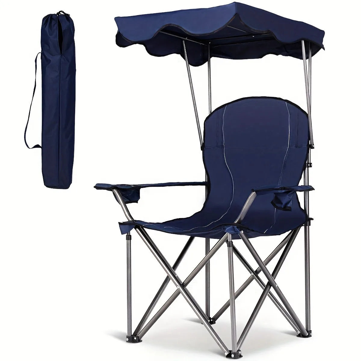 Portable Folding Beach Canopy Chair with Cup Holders for Outdoor Use