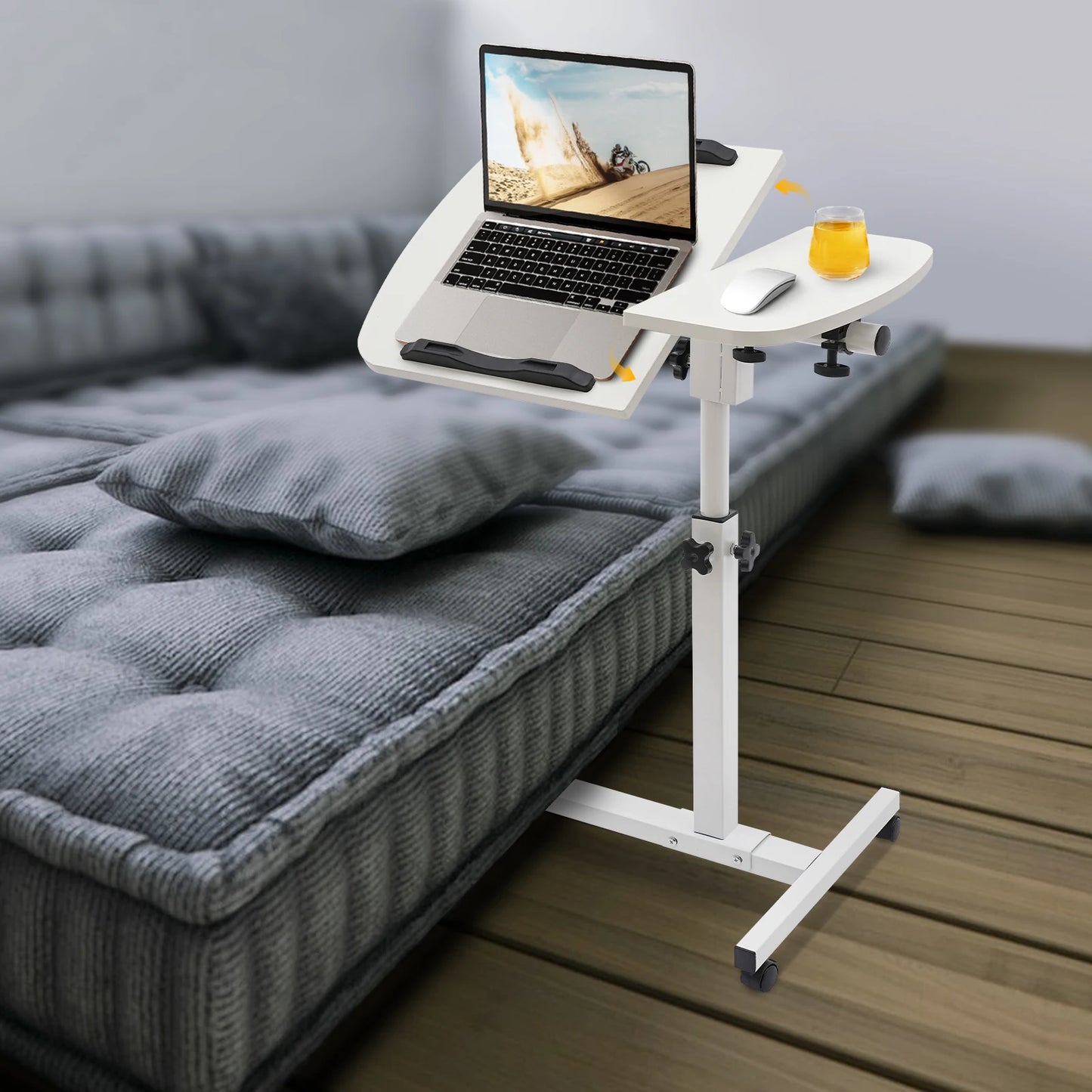 Adjustable Laptop Desk Stand with Swivel Wheels for Home Office