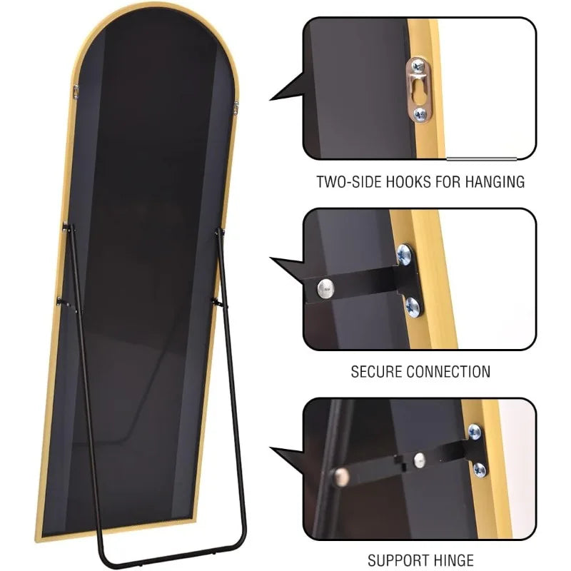 Full Length Floor Mirror with Stand 18x58 Large Wall Mirror Gold