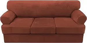 4-Piece Velvet Sofa Slipcover T-Cushion Stretch Fit | Couch Cover 72-90"