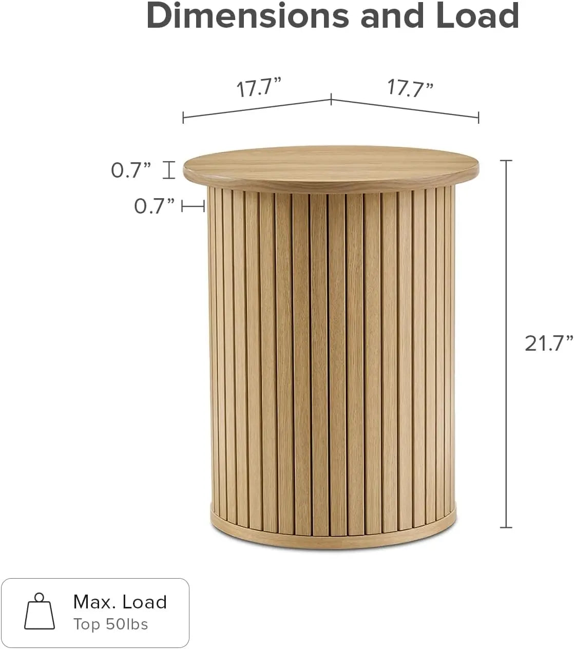 Quin Pedestal Side Table Tambour Round Fluted Accent Table Nightstand