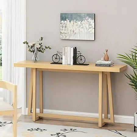 60 Inch Elegant Console Table Acacia Veneer Entryway Side Table