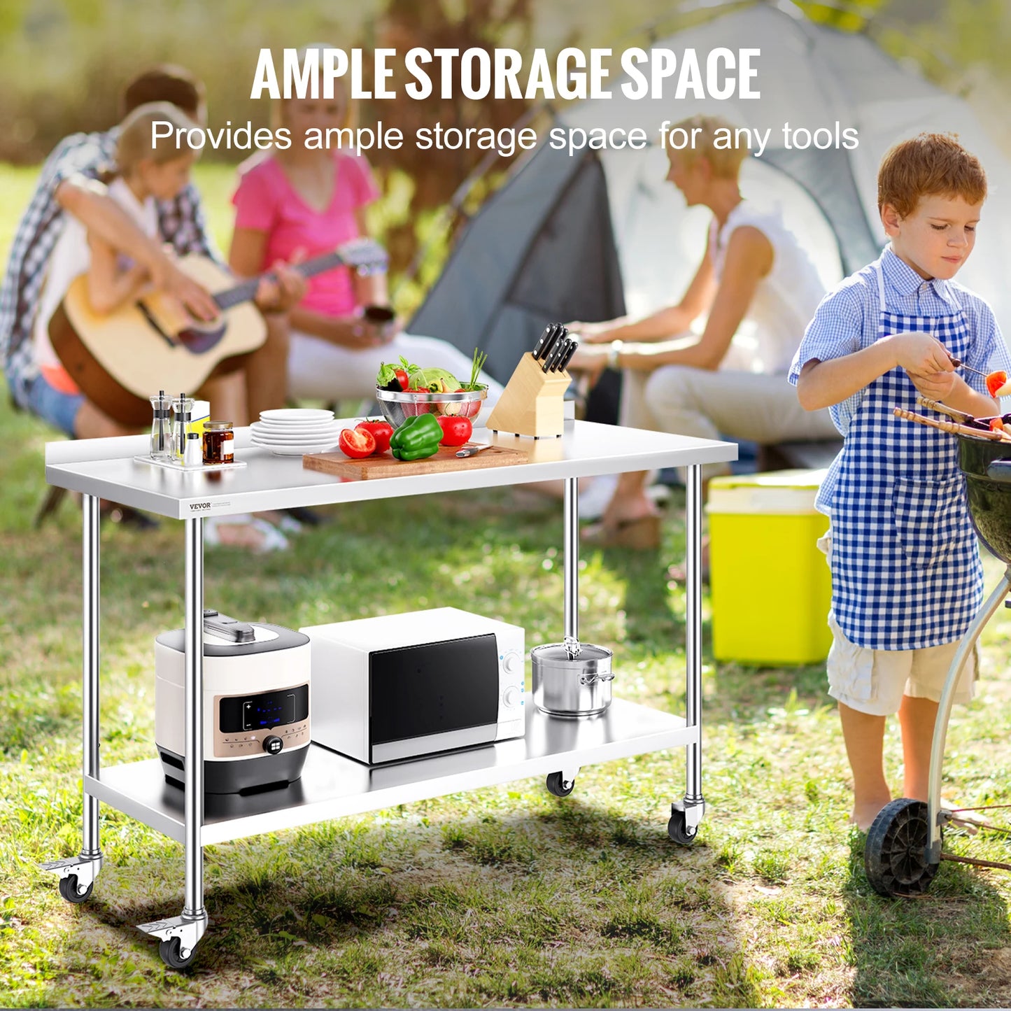 Ljustra Stainless Steel Work Table Commercial Food Prep Table Heavy Duty