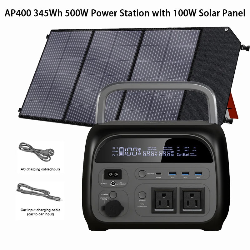 Portable Power Station 2400W 2048Wh Solar Panel RV Camping Generator