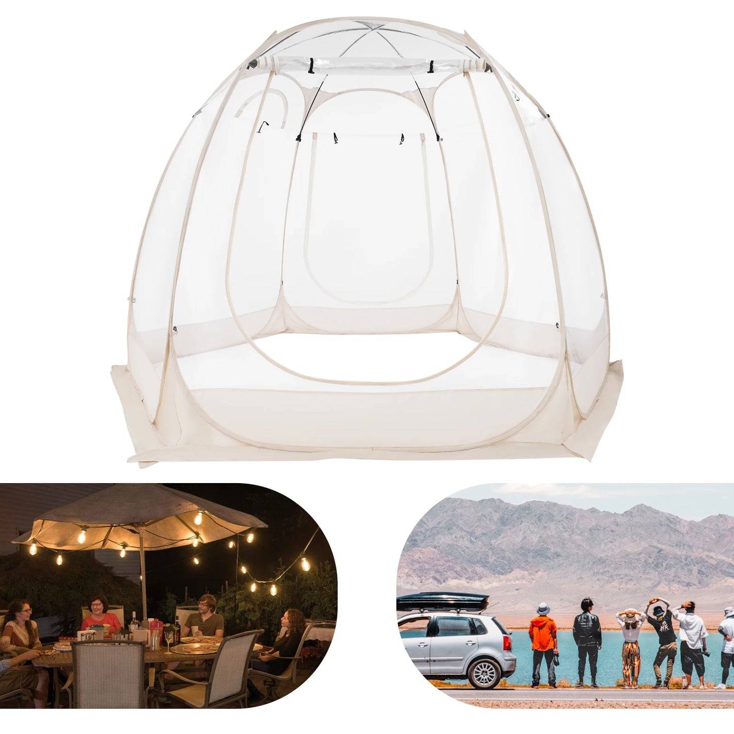 3M PVC Clear Camping Tent Freestanding Garden Tent for Outdoor Use