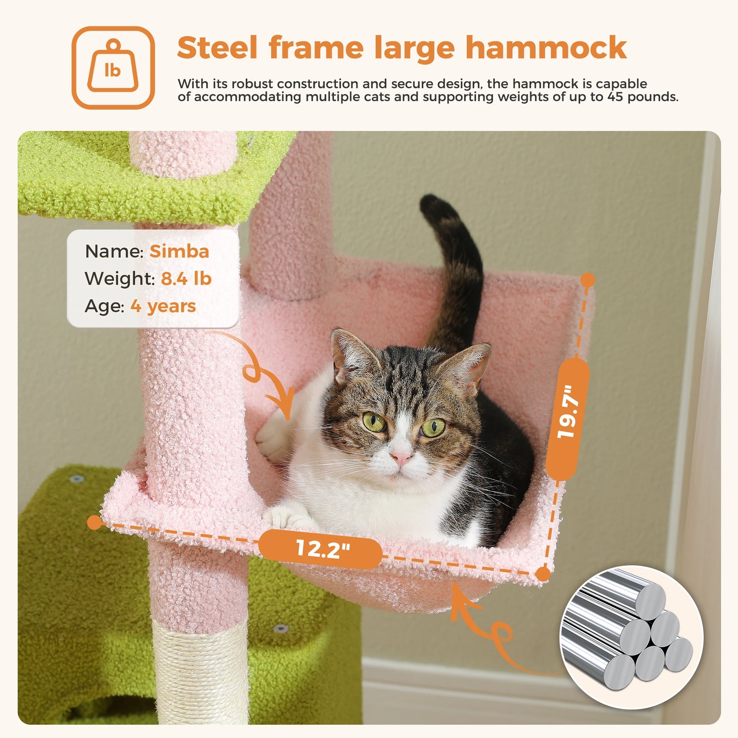 Multi-Level Cat Tree Indoor Tower with Scratching Posts Hammock Condo