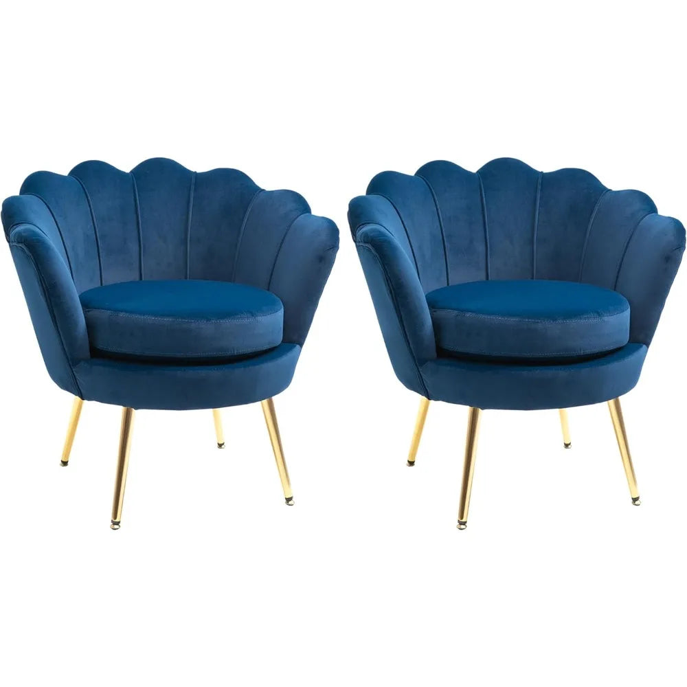 Elegant Velvet Accent Chair Set of 2 with Gold Legs for Living Room