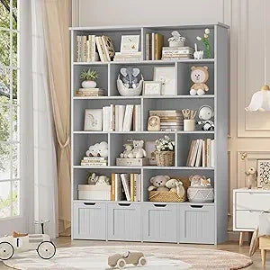 6 Tier Kids Toy Storage Organizer with Drawers and Cubbies 69" Tall