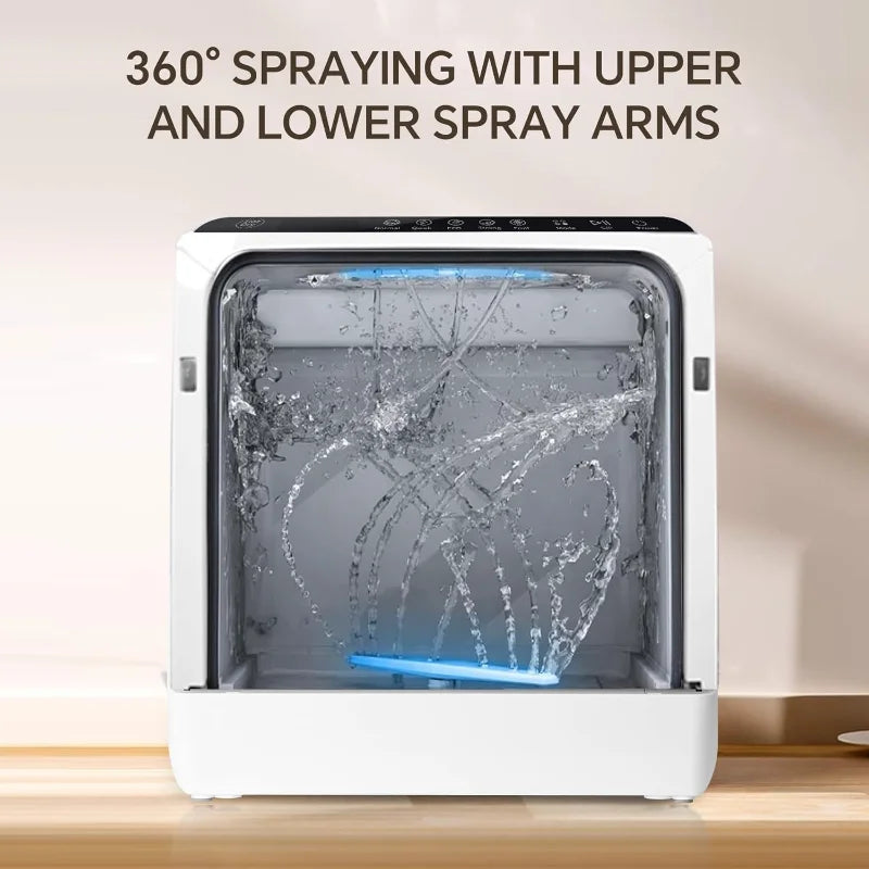 Portable Countertop Dishwasher with Water Tank 6 Wash Programs