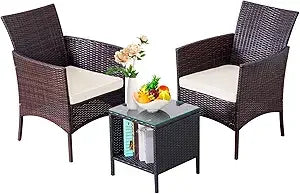 Ljustra 4 Piece Patio Furniture Set Outdoor Rattan Conversation Set
