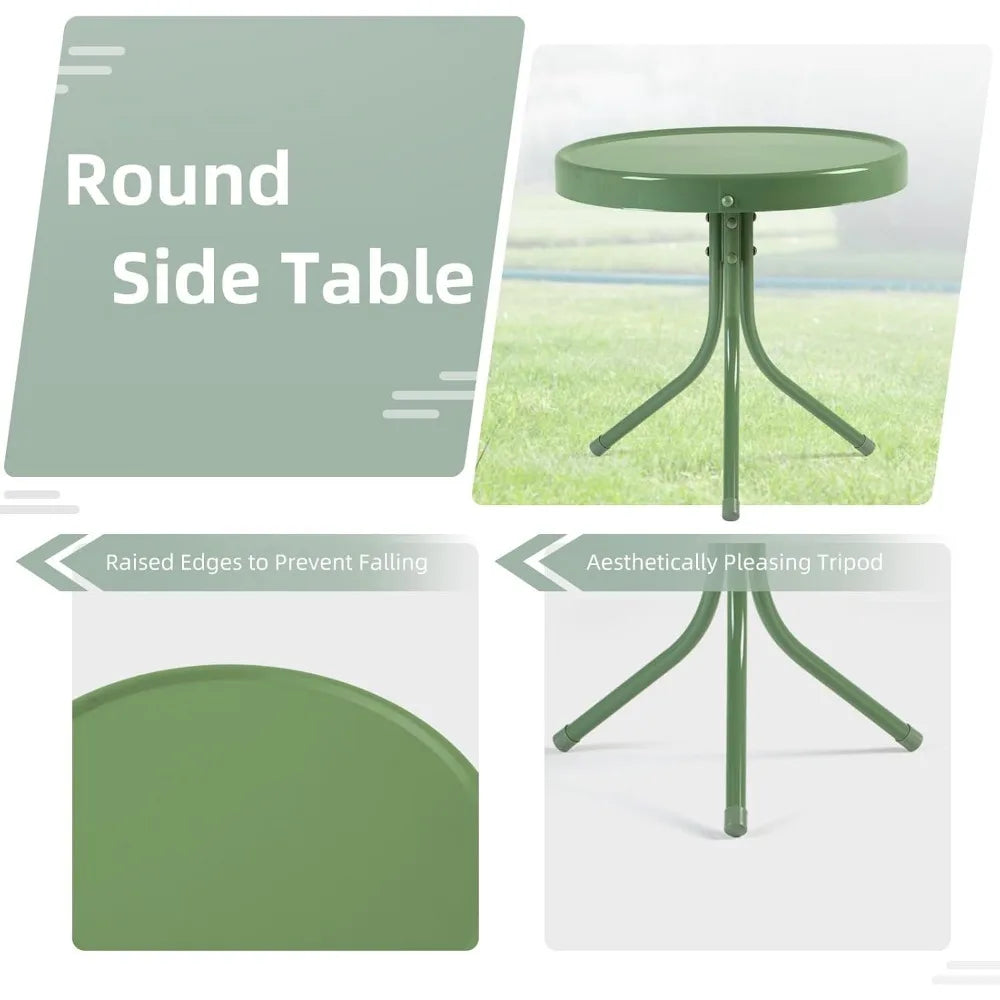 Ljustra Retro Metal Patio Bistro Set 3 Pieces Outdoor Seating