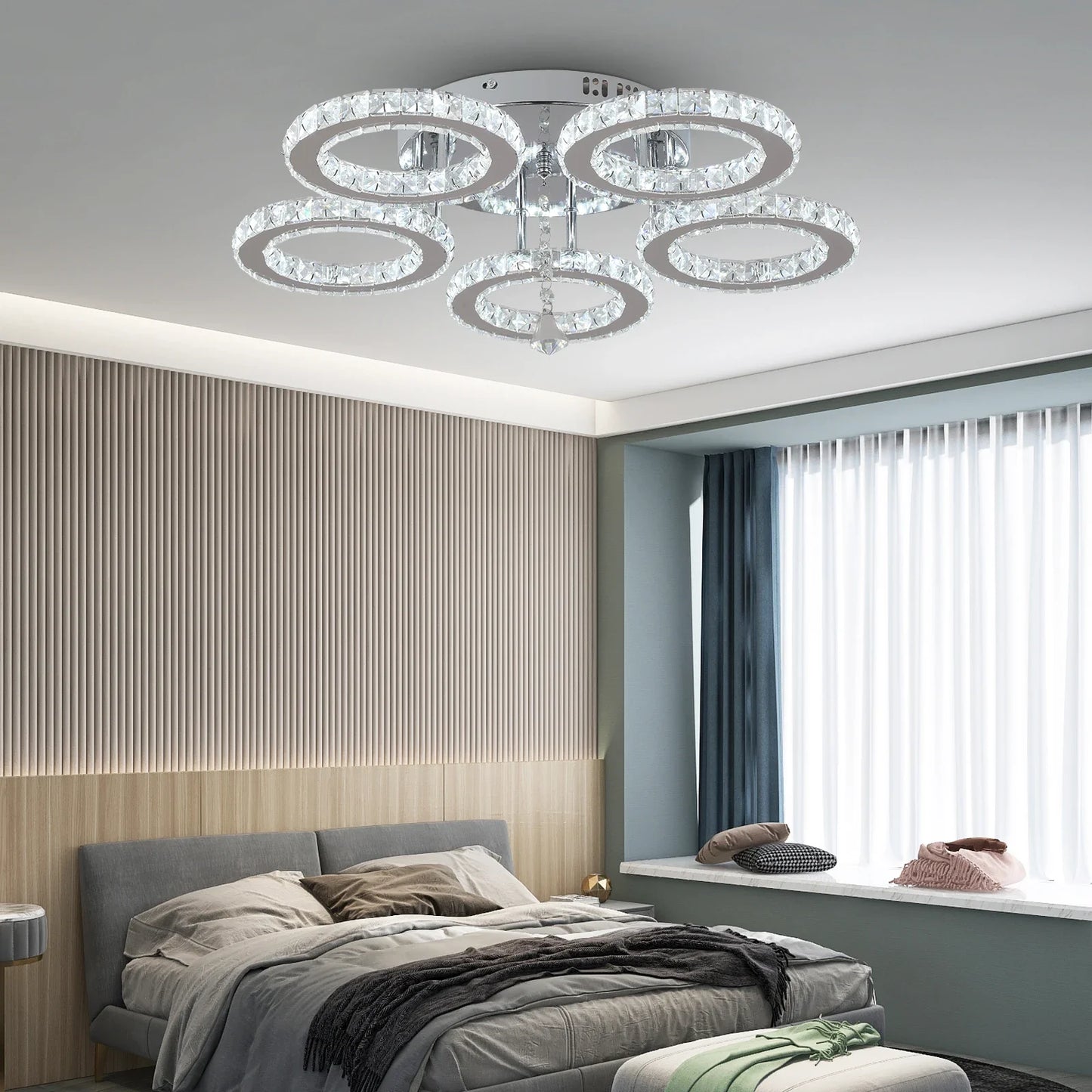 Modern K9 Crystal Chandelier Ceiling Light Fixture LED Pendant Lamp