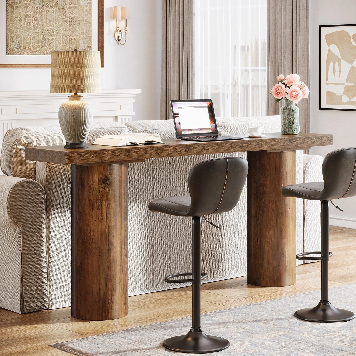 Ljustra 63" Long Bar Table Narrow Kitchen Counter Height Pub Table