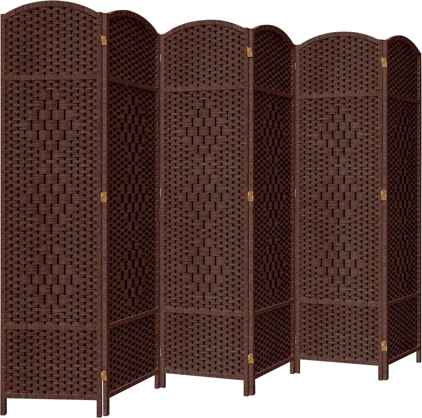 8 Panel Room Divider 6ft Tall Folding Privacy Screen 360° Rotation Wood