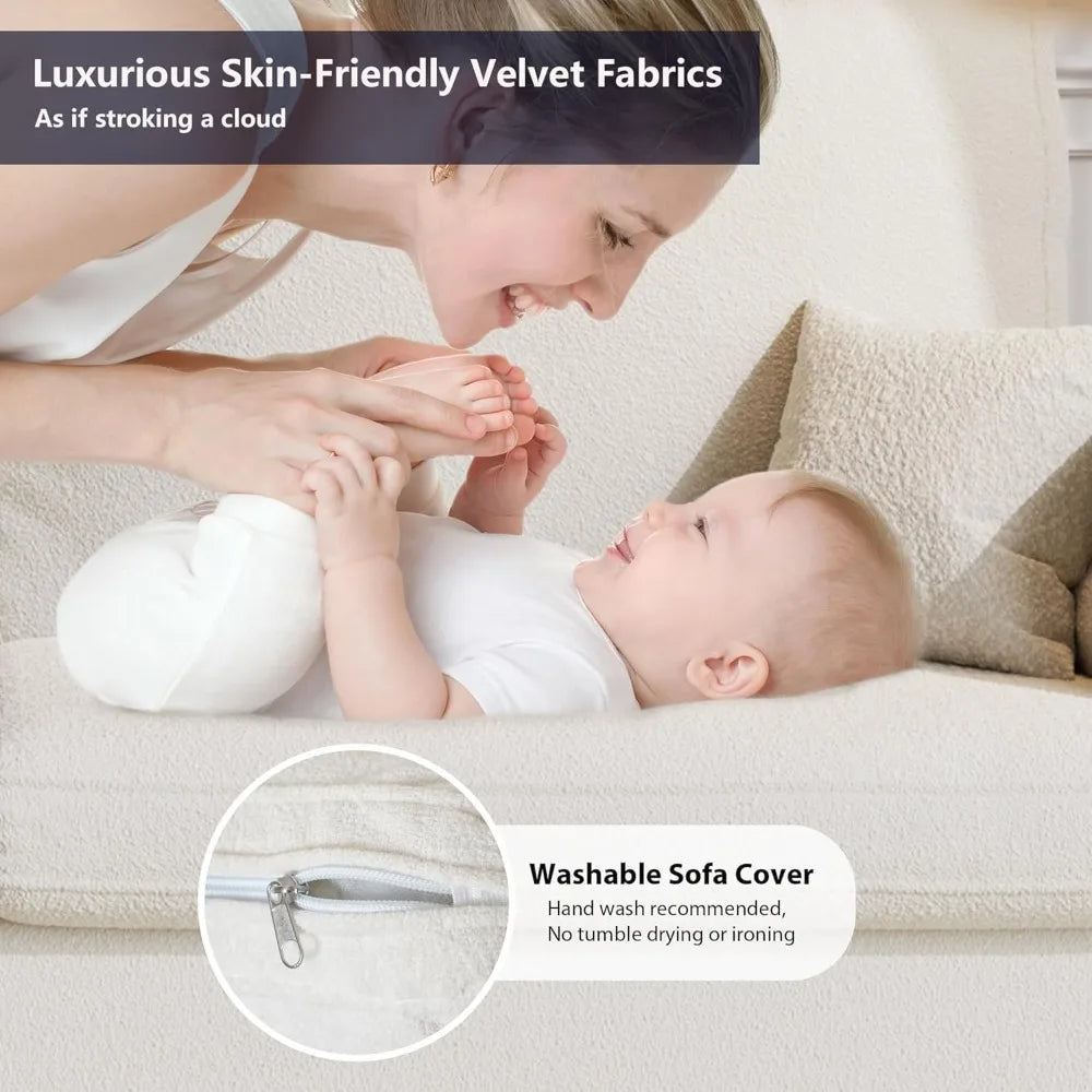 Mini Couch for Bedroom Small Loveseat Sofa 60 Inch with USB LED Light