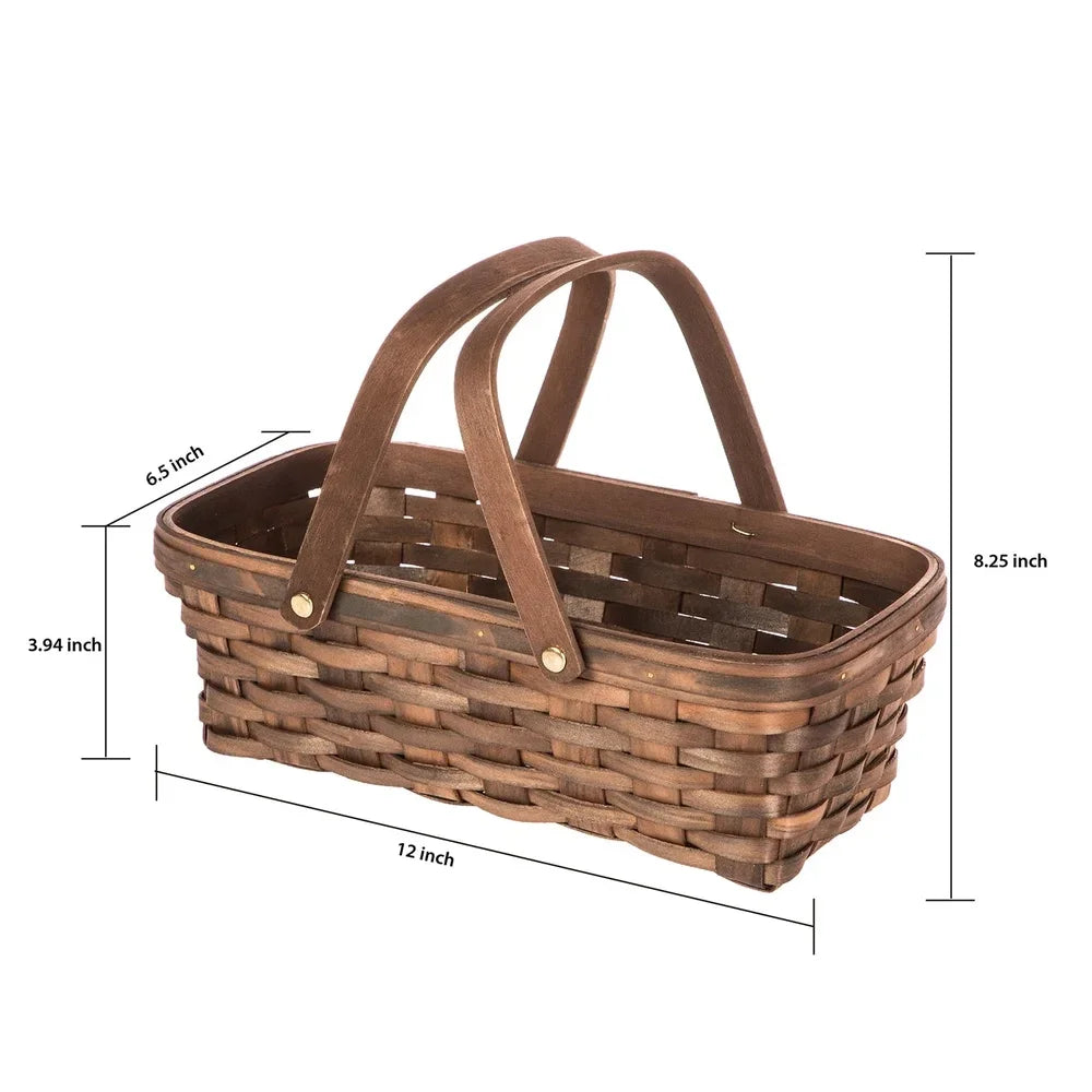 Woodchip Storage Basket with Handles Decorative Gift Basket Organizer