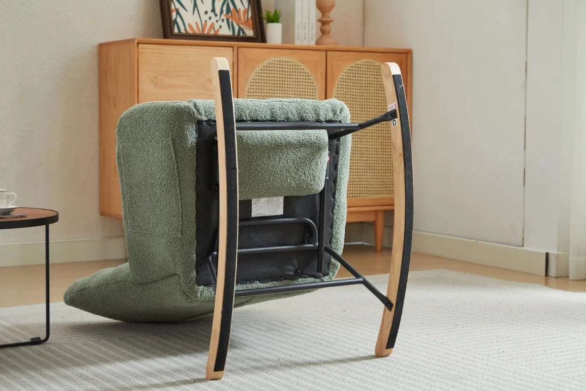 Modern Upholstered Glider Rocking Chair with Solid Wood Legs Accent Chair