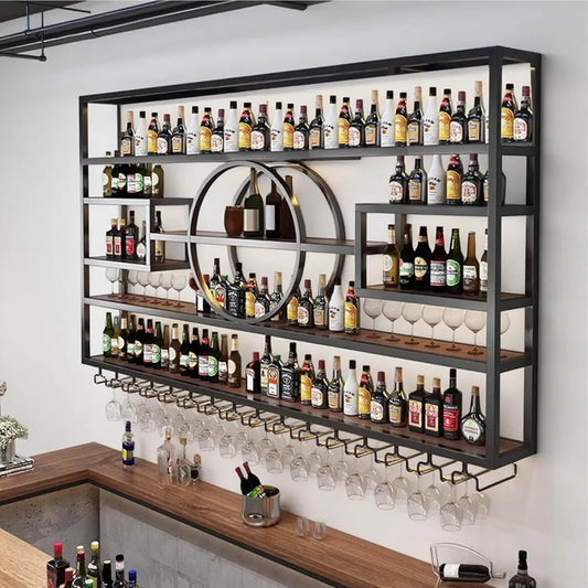 63in Wall Mounted Wine Rack Large Capacity Hanging Display Shelf