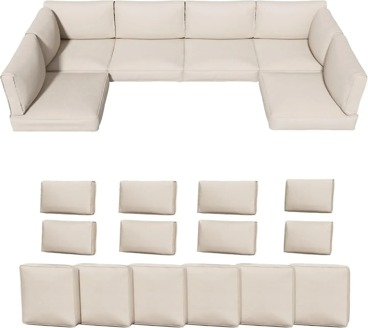 Outdoor Patio Furniture Cushions Waterproof Sofa Couch Replacement Foam 14 Piece