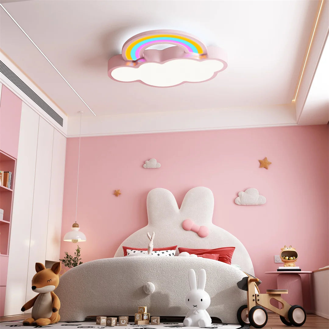 Kids Bedroom Ceiling Light Cloud Rainbow Ceiling Lamp Dimmable Fixture