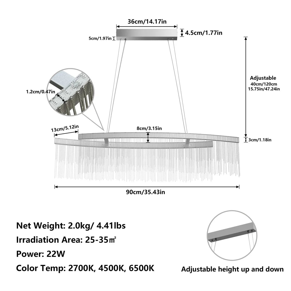 Modern Crystal Chandelier Pendant Light Fixture for Dining Room