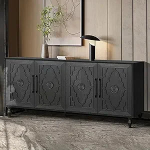 Sideboard Buffet Cabinet Accent Storage Console Table with 4 Doors
