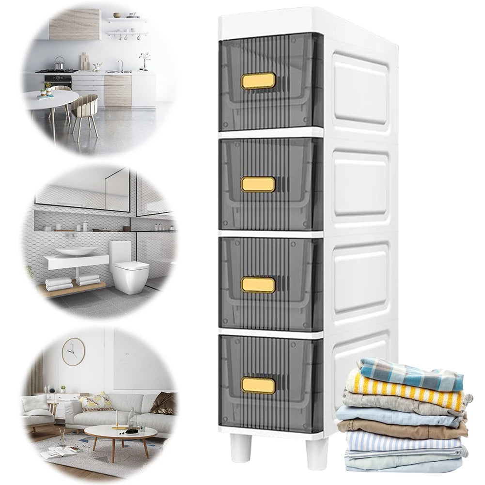 Bathroom Storage Cabinet 4 Tier Narrow Organizer Rack Waterproof Shelves