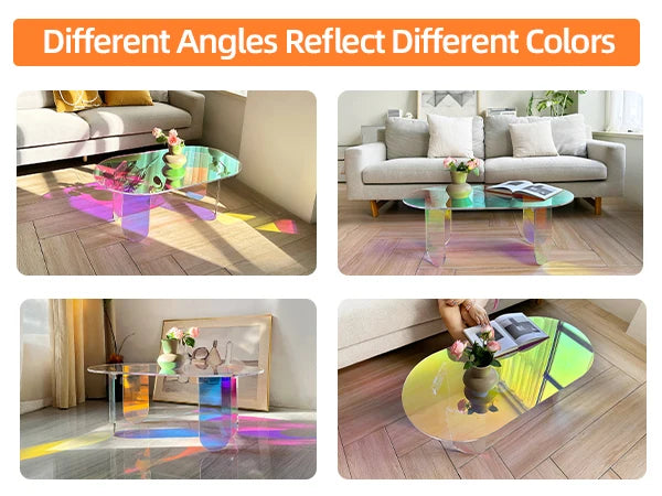 Iridescent Acrylic Coffee Table Modern End Table Minimalist Design 37.4in