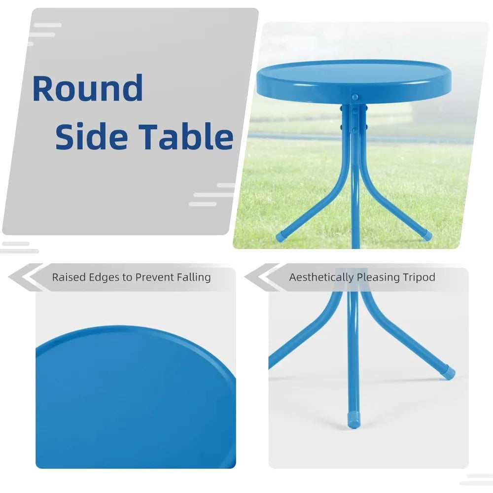 Retro 3 Piece Patio Bistro Set Metal Outdoor Seating Chairs Table