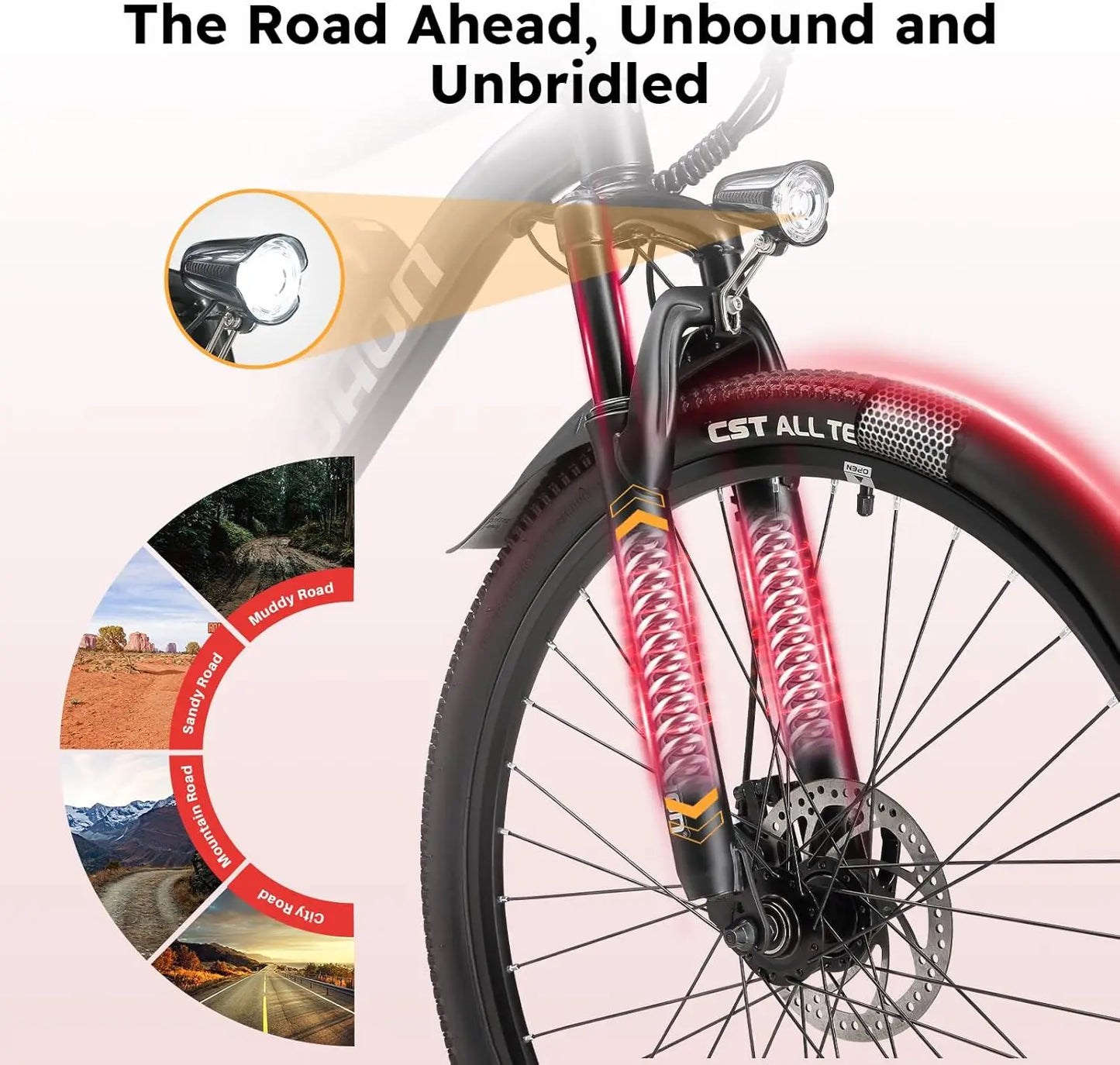 26" Electric Bike 500W Motor 375Wh Battery 20MPH 7-Speed Gears