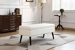 End of Bed Storage Bench Tufted Ottoman Entryway Footstool 43.3 Inch