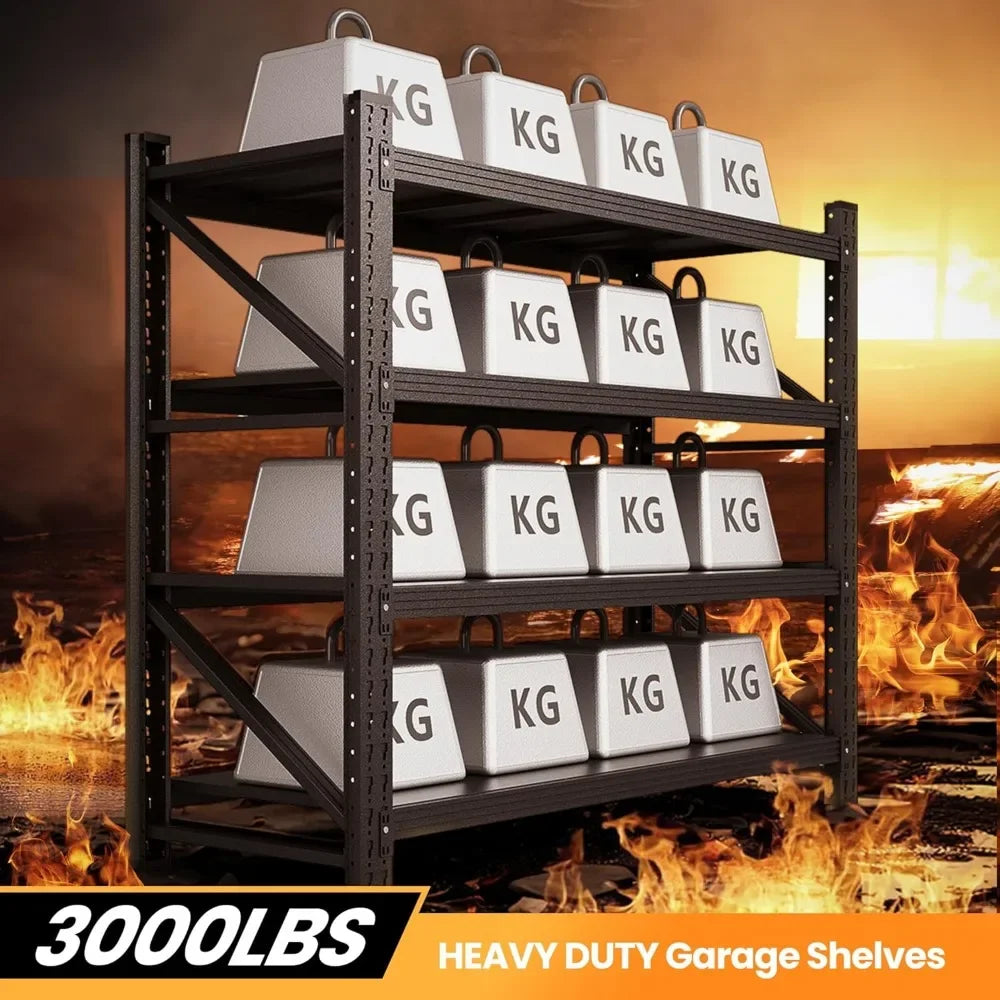 Heavy Duty Metal Storage Shelves 48 Inch 4 Tier Garage Unit 3000lbs