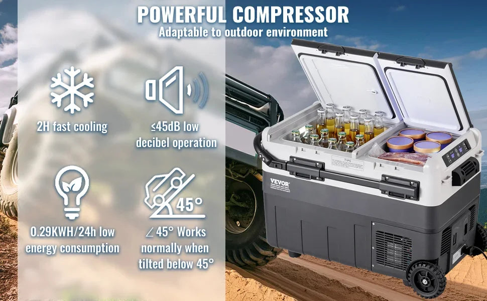 Portable Car Refrigerator Dual Zone Freezer 12V Compressor Cooler