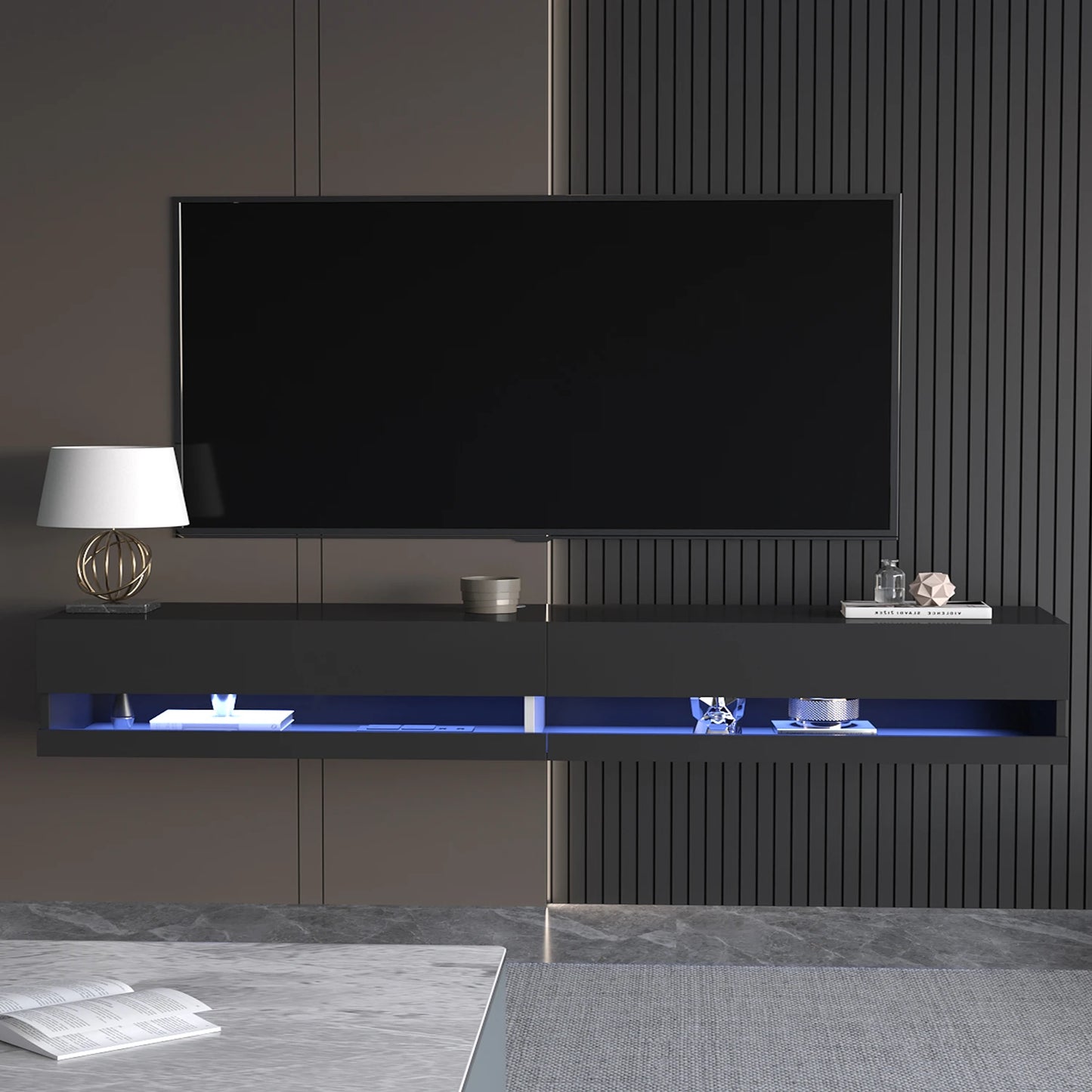 71 Inch Floating TV Stand Modern Wall Mounted LED Media Console