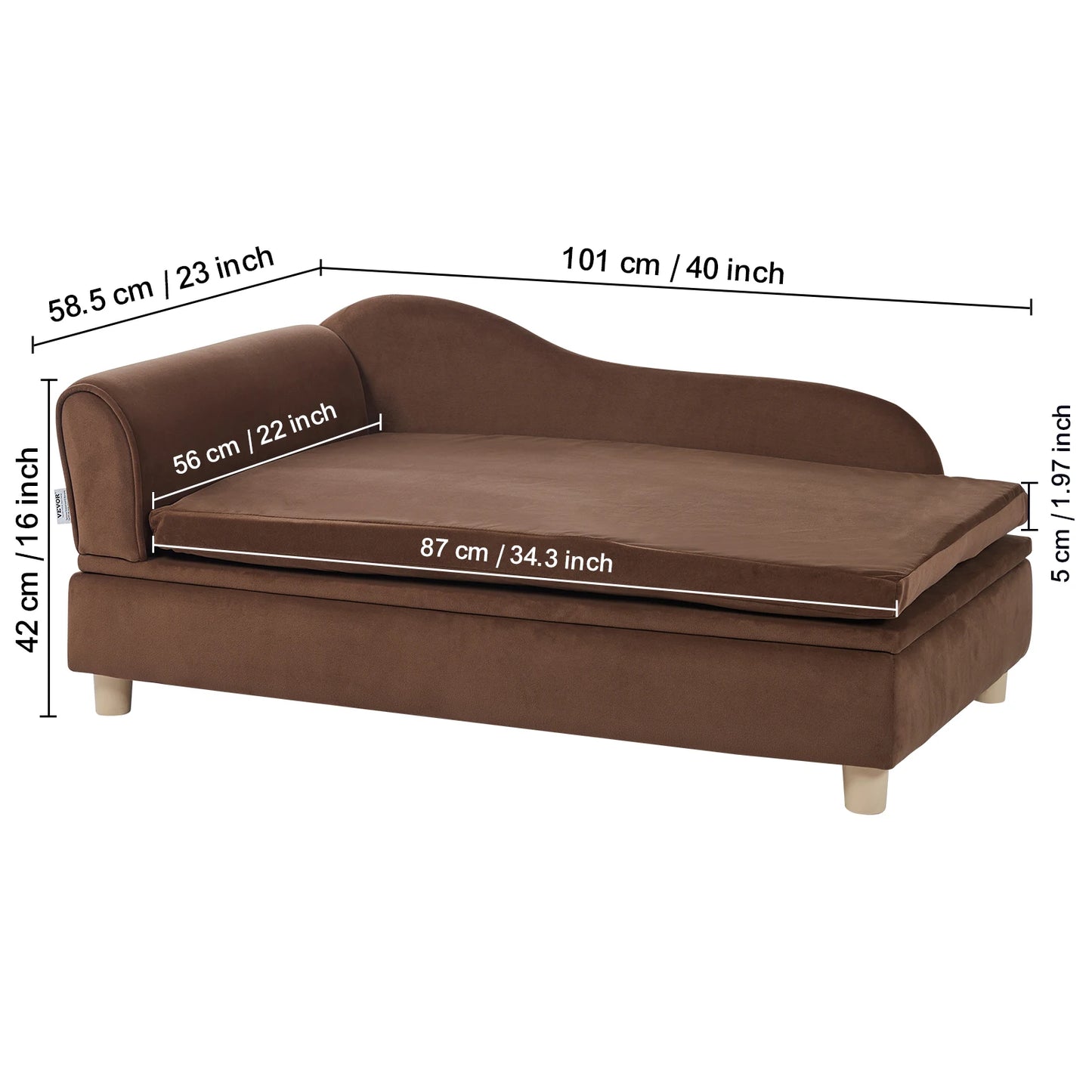 Ljustra Luxury Pet Sofa Bed for Medium Dogs and Cats Soft Velvet Couch